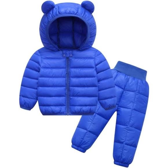 2 Piece Kids Winter Hooded Down Coat Sets Puffer Jacket...